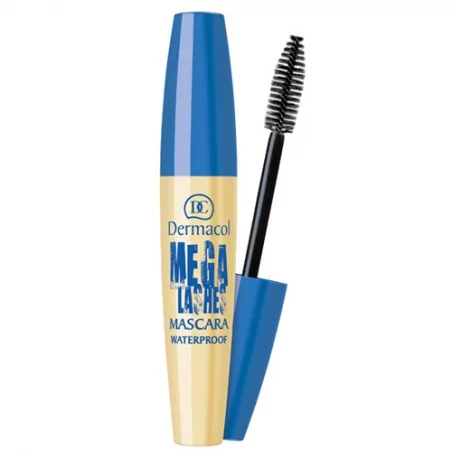 Voděodolná řasenka pro super objem s panoramatickým efektem Mega Lashes Dermacol / Odstín: Black - 12,5 ml