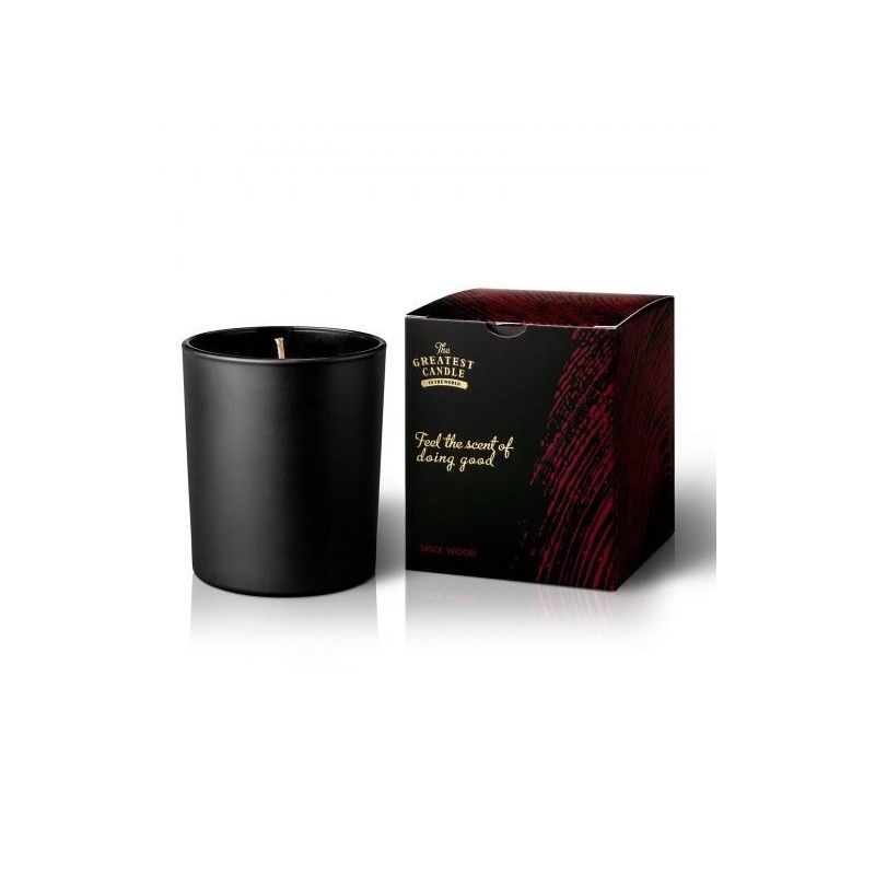 Vonná svíčka v černém skle s aroma dřeva a koření The Greatest Candle - 170 g