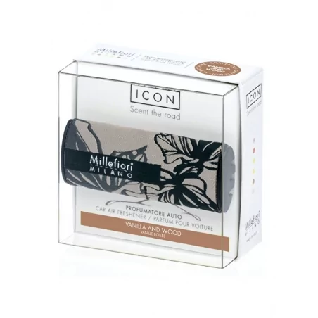 Vůně do auta Icon Textil Floral Vanilka & Dřevo Millefiori Milano - 47 g