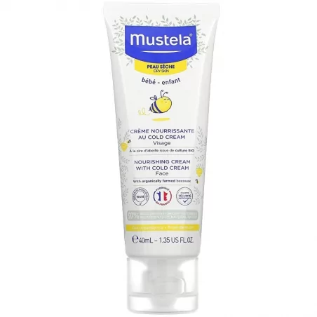 Dětský vyživující krém na obličej se včelím voskem pro suchou pleť (Nourishing Face Cream with Cold Cream) Mustela - 40 ml