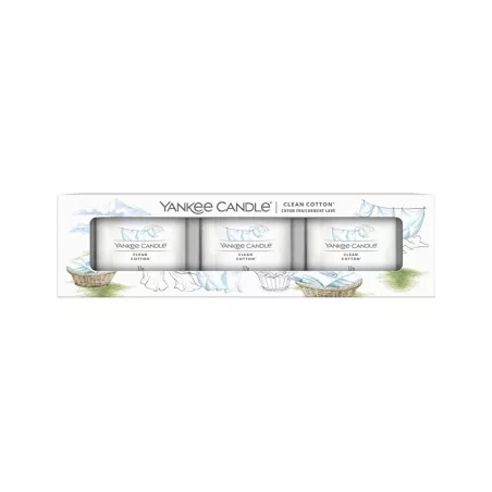 Sada votivních svíček ve skle Clean Cotton Yankee Candle - 3 x 37 g
