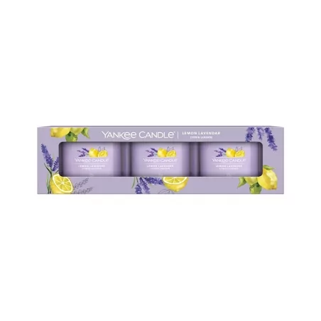 Sada votivních svíček ve skle Lemon Lavender Yankee Candle - 3 x 37 g