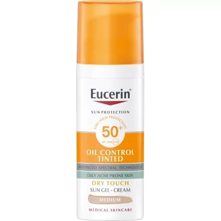Ochranný tónovací a matující gelový krém na obličej SPF 50+ Sun (Oil Control Tinted Sun Gel-Cream) Eucerin / Odstín: Medium - 50