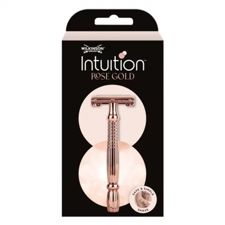 Dámský kovový holicí strojek Intuition Double Edge Rose Gold (Razor) + 10 žiletek Wilkinson Sword