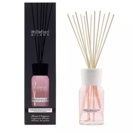 Skleněný difuzér Natural Květy magnólie a dřevo Millefiori Milano - 100 ml