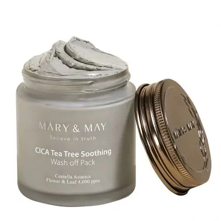Pleťová maska s jílem CICA TeaTree Soothing Wash off Pack MARY & MAY - 125 g