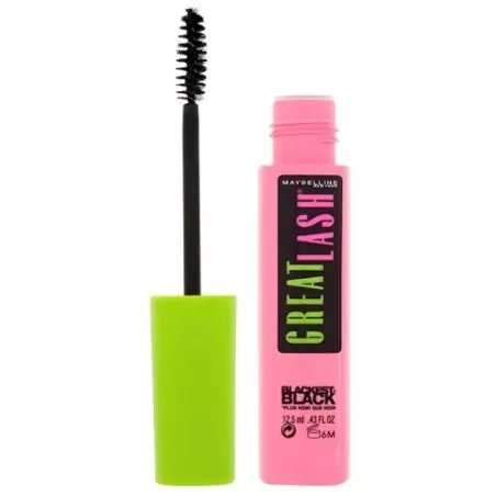 Vyživující a zhušťující řasenka Great Lash Blackest Black Maybelline / Odstín: Black - 12,5 ml