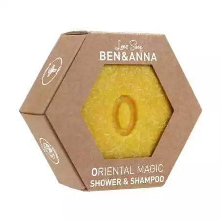 Vyživující tuhý šampon na vlasy i tělo 2 v 1 kouzlo orientu Ben & Anna - 60 g