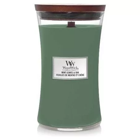 Vonná svíčka váza velká Mint Leaves & Oak WoodWick - 609,5 g