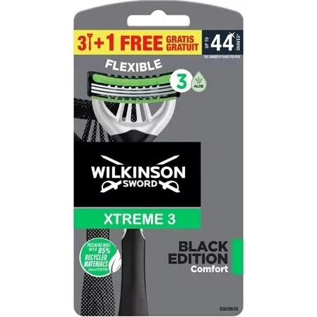 Jednorázový holicí strojek pro muže Xtreme 3 Black Edition Comfort 3+ Wilkinson Sword - 1 ks