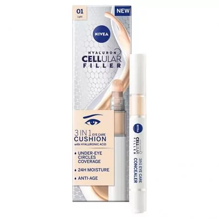 Tónovací oční krém v houbičce 3v1 Hyaluron Cellular Filler (3 in 1 Eye Care Concealer) Nivea / Odstín: 01 Light - 4 ml