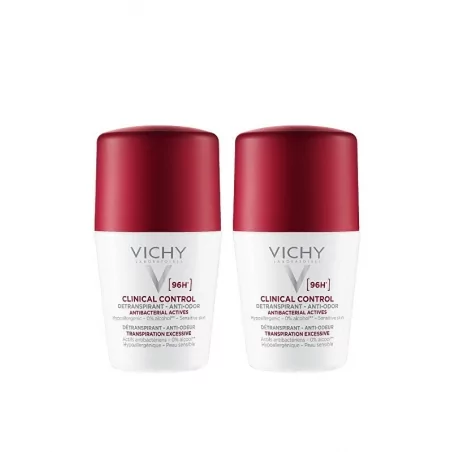 Sada kuličkových detranspirantů proti zápachu Clinical Control 96h (Detranspirant) Vichy - 2 x 50 ml