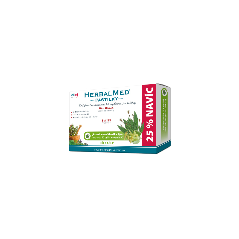 HerbalMed pastilky Dr. Weiss při kašli 24 pastilek + 6 pastilek ZDARMA Simply You