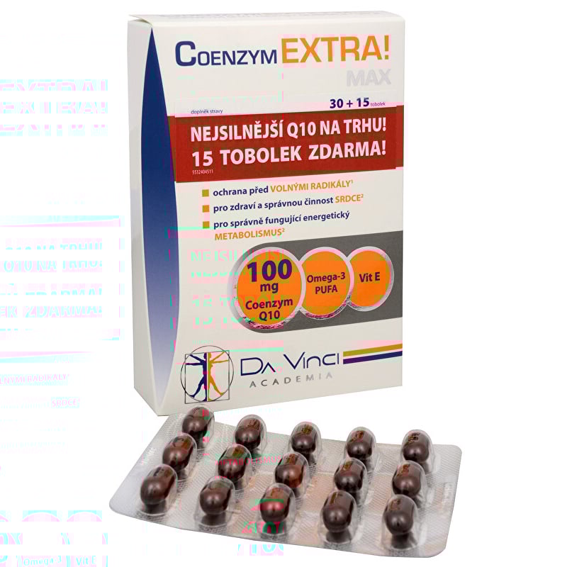 Coenzym Extra! Max 100 mg 30 tob. + 15 tob. ZDARMA Simply You Coenzym Extra! Max 100 mg 30 tob. + 15 tob. ZDARMA Simply You