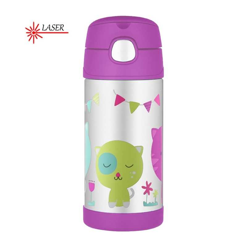 FUNtainer Dětská termoska s brčkem / kočka Thermos - 355 ml