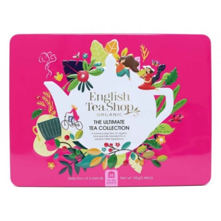 Dárková sada The Ultimate růžová BIO v plechové kazetě English Tea Shop - 36 sáčků