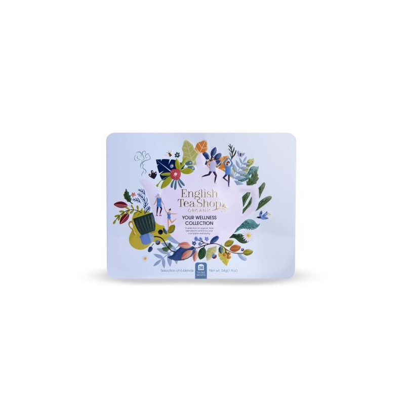 Dárková sada Your wellness modrá BIO v plechové kazetě English Tea Shop - 36 sáčků