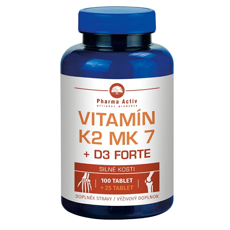 Vitamín K2 MK7 + D3 Forte 1000 I.U. Pharma Activ - 125 tablet Vitamín K2 MK7 + D3 Forte 1000 I.U. Pharma Activ - 125 tablet