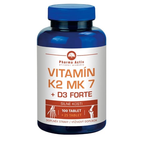 Vitamín K2 MK7 + D3 Forte 1000 I.U. Pharma Activ - 125 tablet