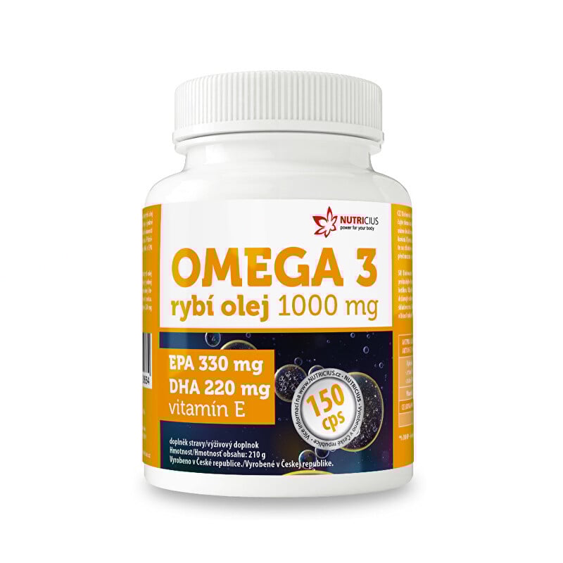 Omega 3 Rybí olej 1000 mg EPA 330 mg / DHA 220 mg Nutricius - 150 kapslí Omega 3 Rybí olej 1000 mg EPA 330 mg / DHA 220 mg Nutricius - 150 kapslí