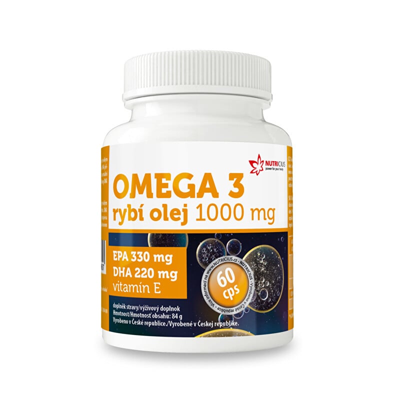 Omega 3 Rybí olej 1000 mg EPA 330 mg / DHA 220 mg Nutricius - 60 kapslí Omega 3 Rybí olej 1000 mg EPA 330 mg / DHA 220 mg Nutricius - 60 kapslí