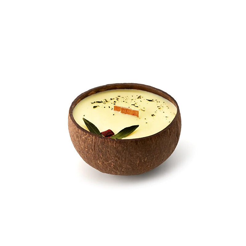 Svíčka v kokosu / vůně Thajská Limetka a mango Tropikalia