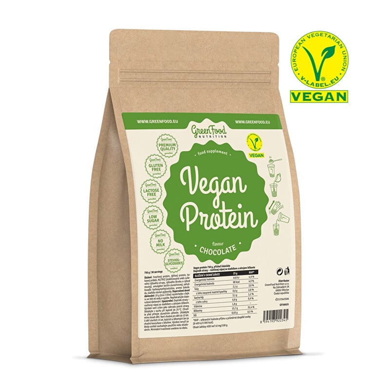 Nutrition Vegan protein příchuť čokoláda GreenFood - 750 g Nutrition Vegan protein příchuť čokoláda GreenFood - 750 g