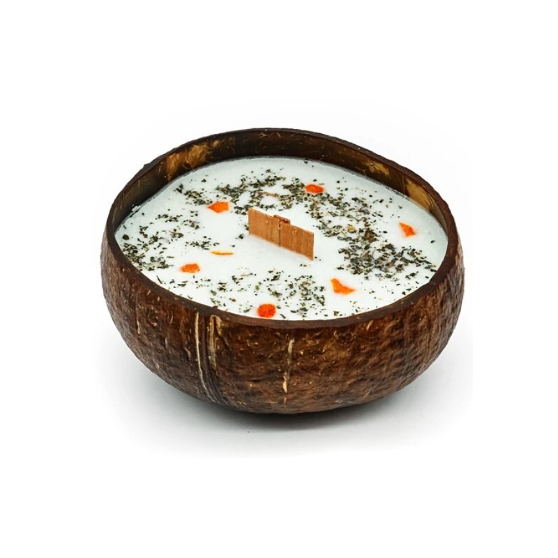 Svíčka v kokosu / vůně Limetka, bazalka & mandarinka Tropikalia