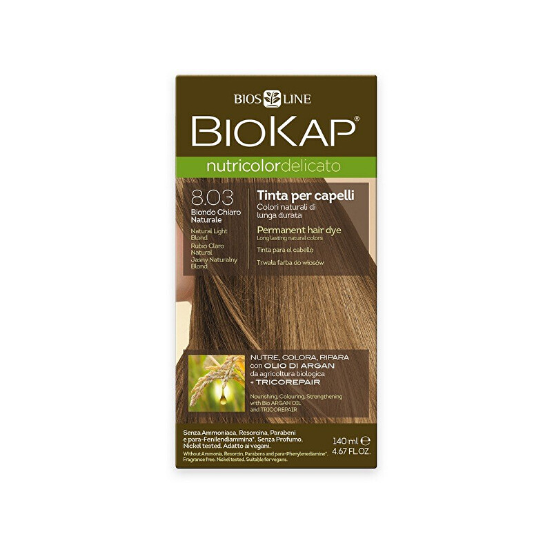 Nutricolor Delicato / Barva na vlasy 8.03 Blond přírodní světlá Biokap - 140 ml