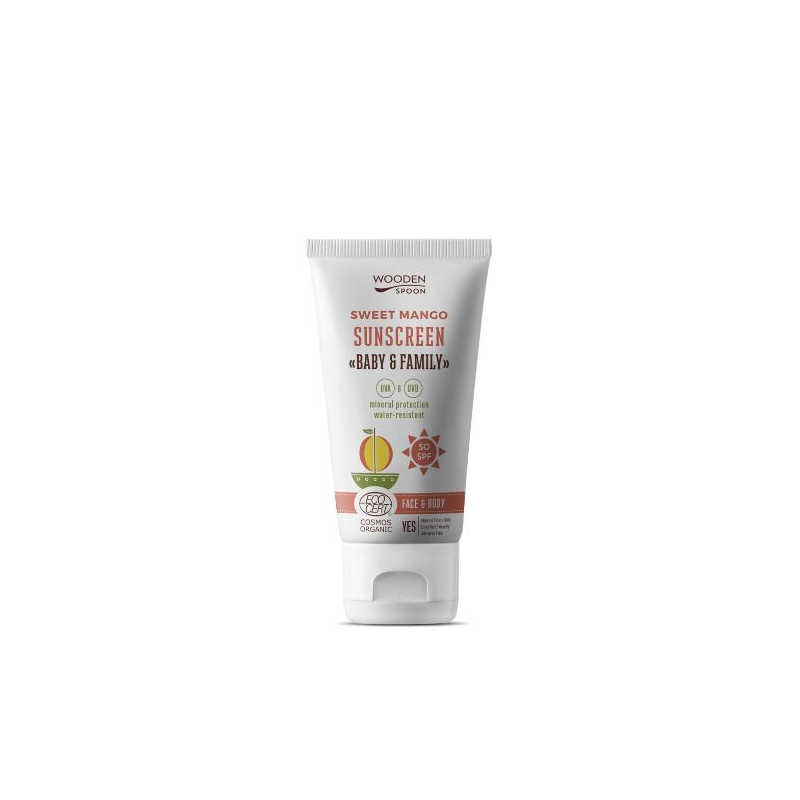 Opalovací tělové mléko Mango Baby & Family SPF 50 (Sun Lotion) WoodenSpoon - 150 ml