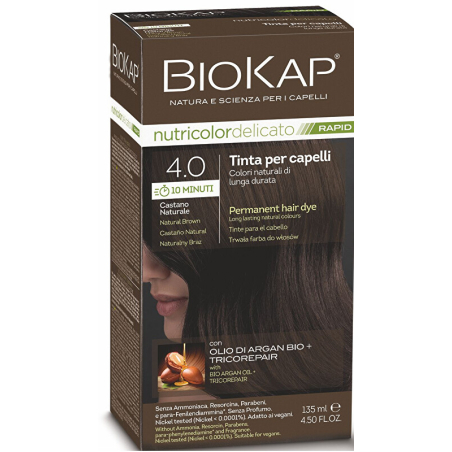 BIOKAP DELICATO RAPID barva na vlasy / 4.00 Přírodní hnědá tmavá Biokap - 135 ml