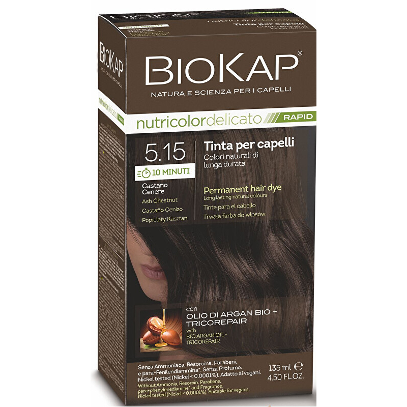 BIOKAP DELICATO RAPID barva na vlasy / 5.15 Popelavě kaštanová Biokap - 135 ml