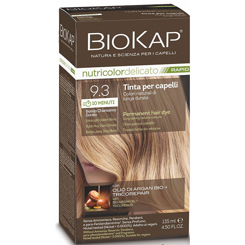 BIOKAP DELICATO RAPID barva na vlasy / 9.3 Světlá zlatá blond Biokap - 135 ml