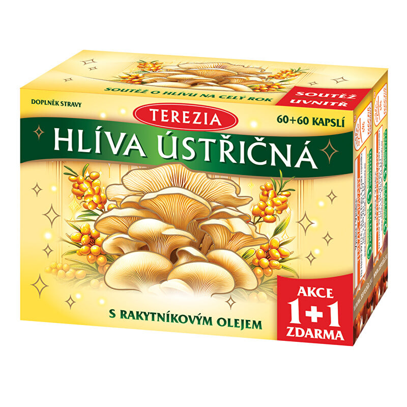 Hlíva ústřičná s rakytníkovým olejem 60 + 60 kapslí / Limitovaná edice Terezia Company Hlíva ústřičná s rakytníkovým olejem 60 + 60 kapslí / Limitovaná edice Terezia Company