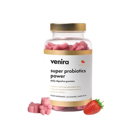 Super probiotics power / daily digestive gummies / jahoda Venira - 60 ks