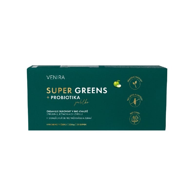Super Greens + probiotika jablko Venira - 336 g Super Greens + probiotika jablko Venira - 336 g