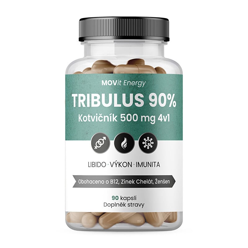 Tribulus 90% Kotvičník 500 mg 4v1, MOVit Energy - 90 kapslí Tribulus 90% Kotvičník 500 mg 4v1, MOVit Energy - 90 kapslí