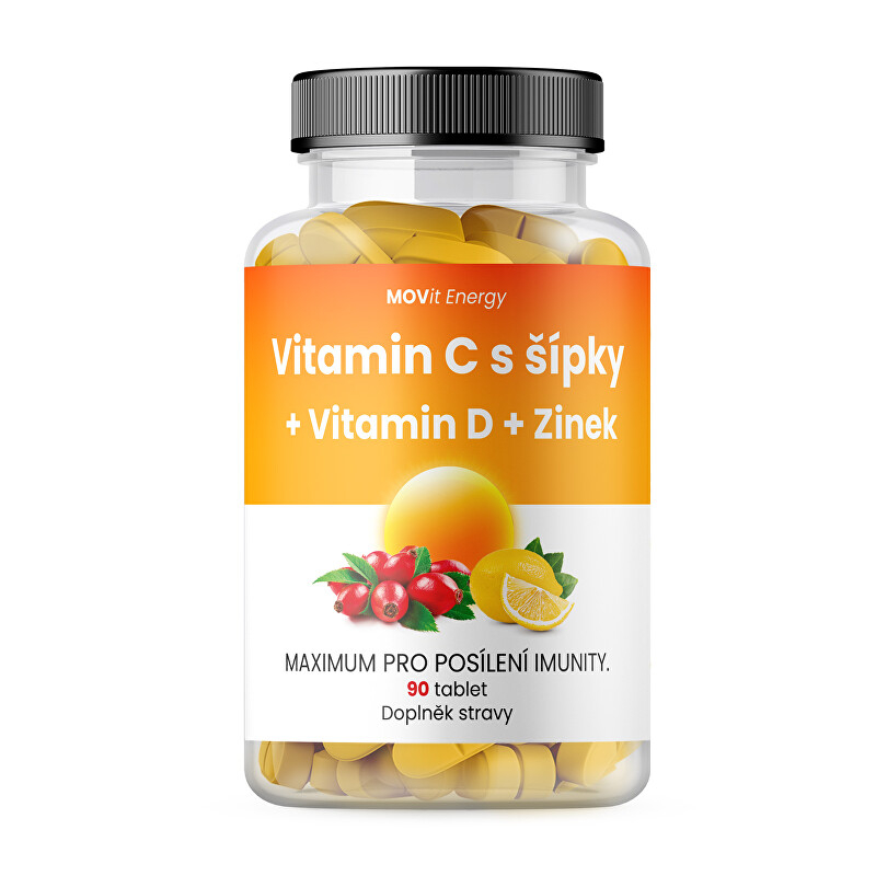 Vitamín C 1200 mg s šípky + Vitamin D + Zinek PREMIUM MOVit Energy - 90 tablet Vitamín C 1200 mg s šípky + Vitamin D + Zinek PREMIUM MOVit Energy - 90 tablet