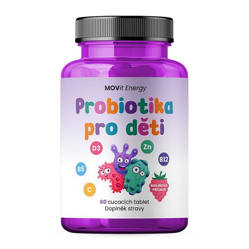 Probiotika pro děti s vitamíny 60 cucavých tablet MOVit Energy Probiotika pro děti s vitamíny 60 cucavých tablet MOVit Energy