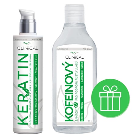 Keratin kúra 100 ml + kofeinový šampon Clinical - 250 ml