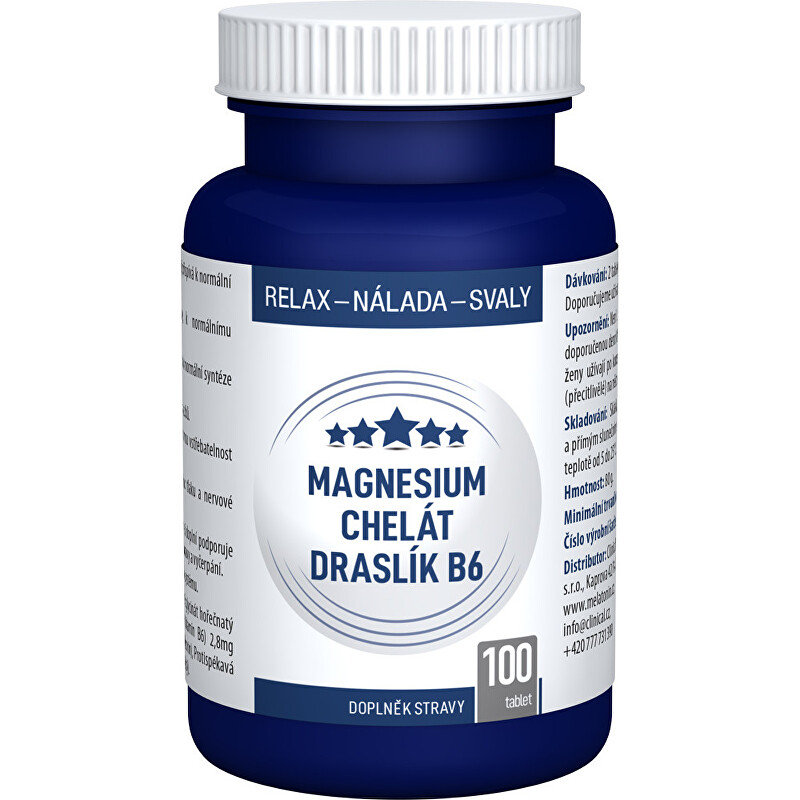 Magnesium chelát + Draslík B6 Clinical - 100 tablet Magnesium chelát + Draslík B6 Clinical - 100 tablet