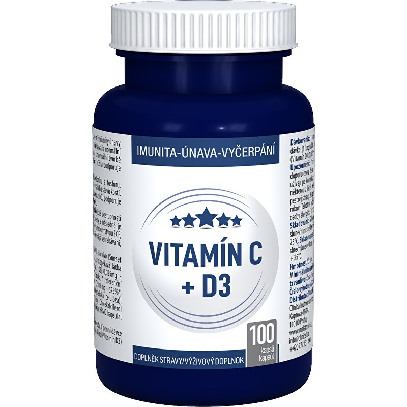 Vitamín C + D3 Clinical - 100 kapslí Vitamín C + D3 Clinical - 100 kapslí