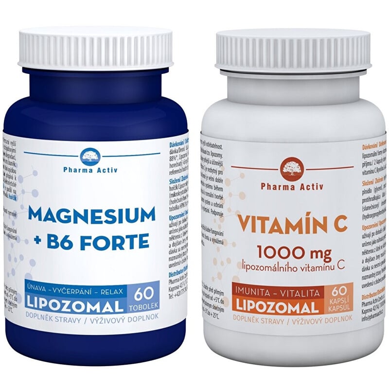 Lipozomal Vitamín C 1000 mg 60 kapslí + Lipozomal Magnesium + B6 forte Pharma Activ - 60 tobolek Lipozomal Vitamín C 1000 mg 60 kapslí + Lipozomal Magnesium + B6 forte Pharma Activ - 60 tobolek