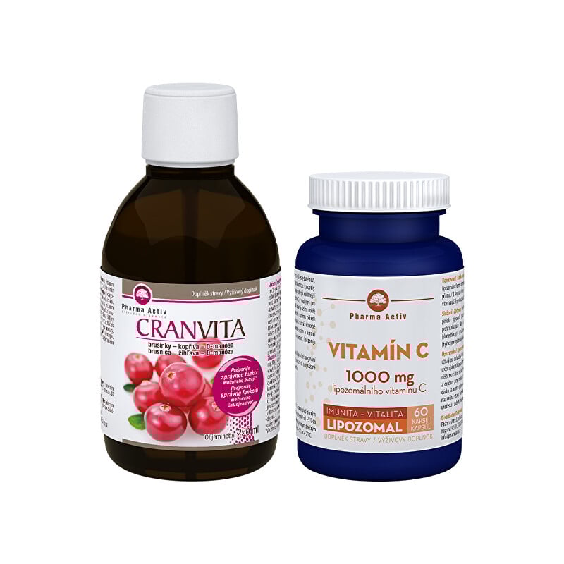 Cranvita D-manosa 250 ml + Lipo Vitamin C 1000 mg Pharma Activ - 60 kapslí Cranvita D-manosa 250 ml + Lipo Vitamin C 1000 mg Pharma Activ - 60 kapslí