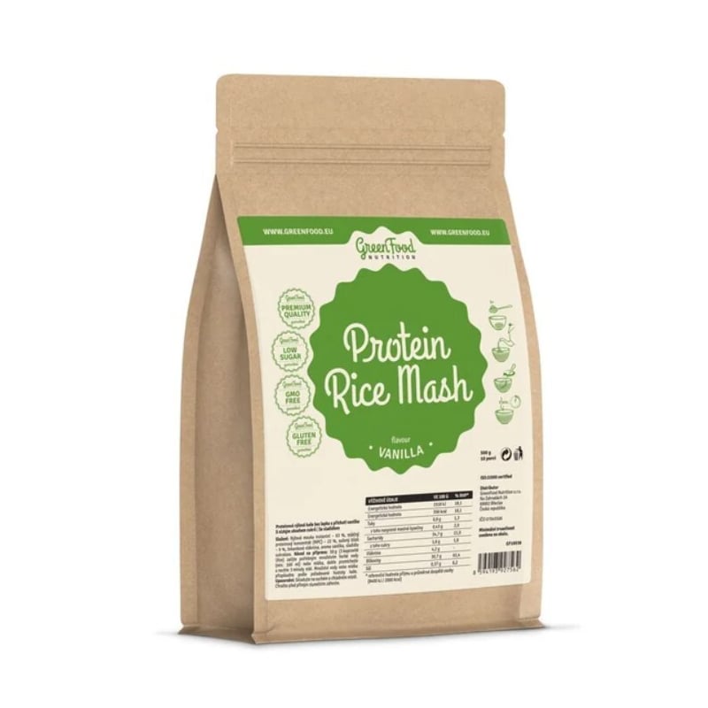 Proteinová rýžová kaše vanilka GreenFood - 500 g Proteinová rýžová kaše vanilka GreenFood - 500 g