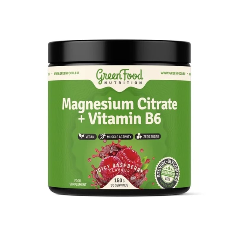 Magnesium Citrate + Vitamin B6 150 g Juicy raspberry GreenFood