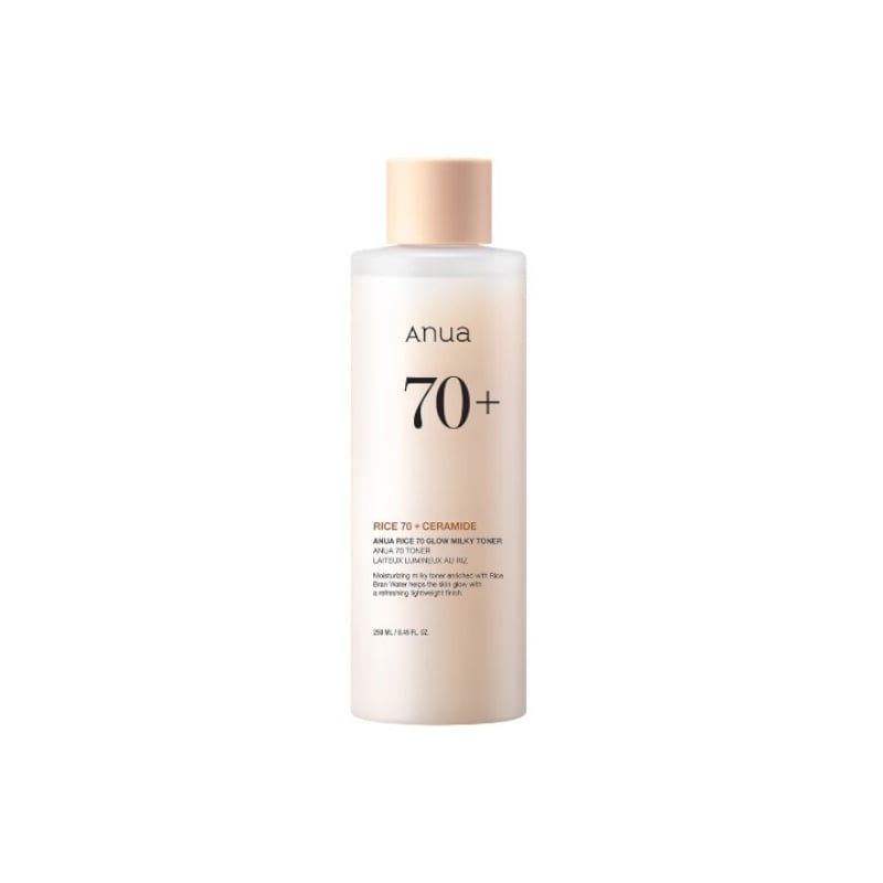 Rozjasňující pleťový toner s rýžovým extraktem Rice 70 + Ceramide (Glow Milky Toner) Anua - 250 ml Rozjasňující pleťový toner s rýžovým extraktem Rice 70 + Ceramide (Glow Milky Toner) Anua - 250 ml