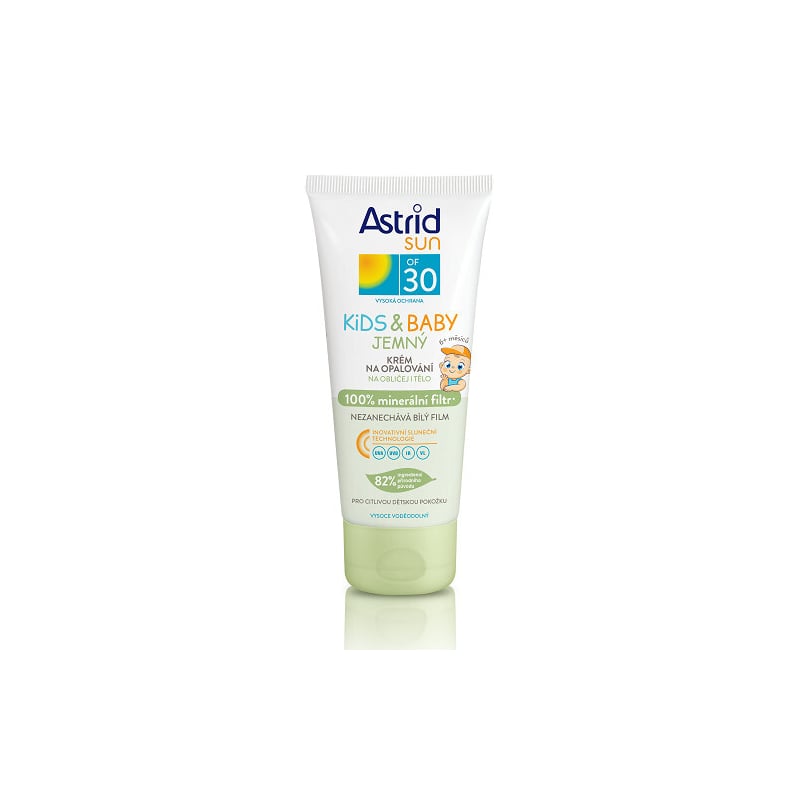Jemný krém na opalování pro děti OF 30 Sun Kids & Baby 100% minerální filtr Astrid - 100 ml Jemný krém na opalování pro děti OF 30 Sun Kids & Baby 100% minerální filtr Astrid - 100 ml