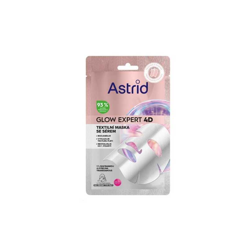 Textilní maska pro rozjasnění a vyhlazení pleti s niacinamidem Glow Expert 4D Astrid