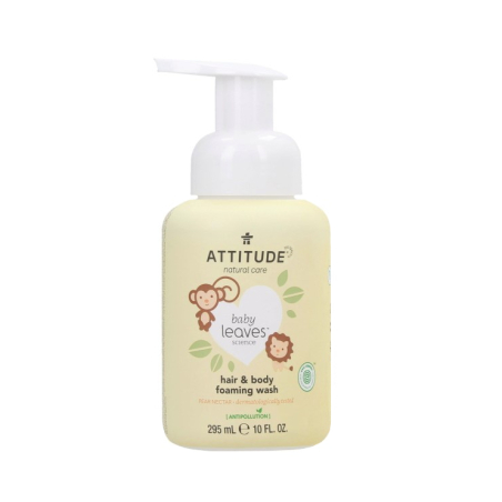 Dětská mycí pěna na tělo a vlasy s vůní hruškové šťávy Baby Leaves (Hair & Body Foaming Wash) Attitude - 295 ml